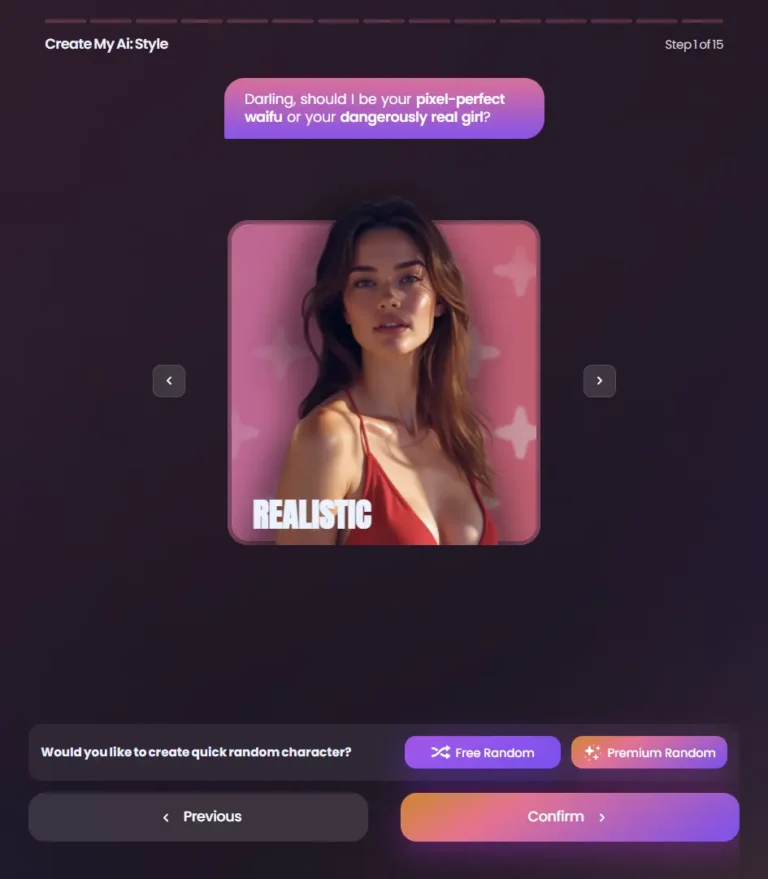 Swipey AI character creation screen